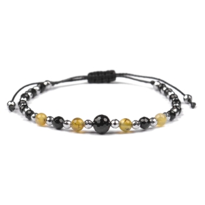 Bransoletka celebrytka czarny TURMALIN AGAT HEMATYT ochrona i odwaga